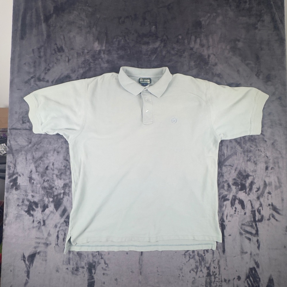 Ivy Crew Polo Shirt Mens XL Light Green Short Sleeve Cotton Pique Crest Logo